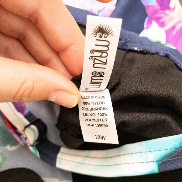 Mazu Swim Floral Tankini Top 18W Adjustable Straps Plus Size Swimwear - Picture 4 of 4